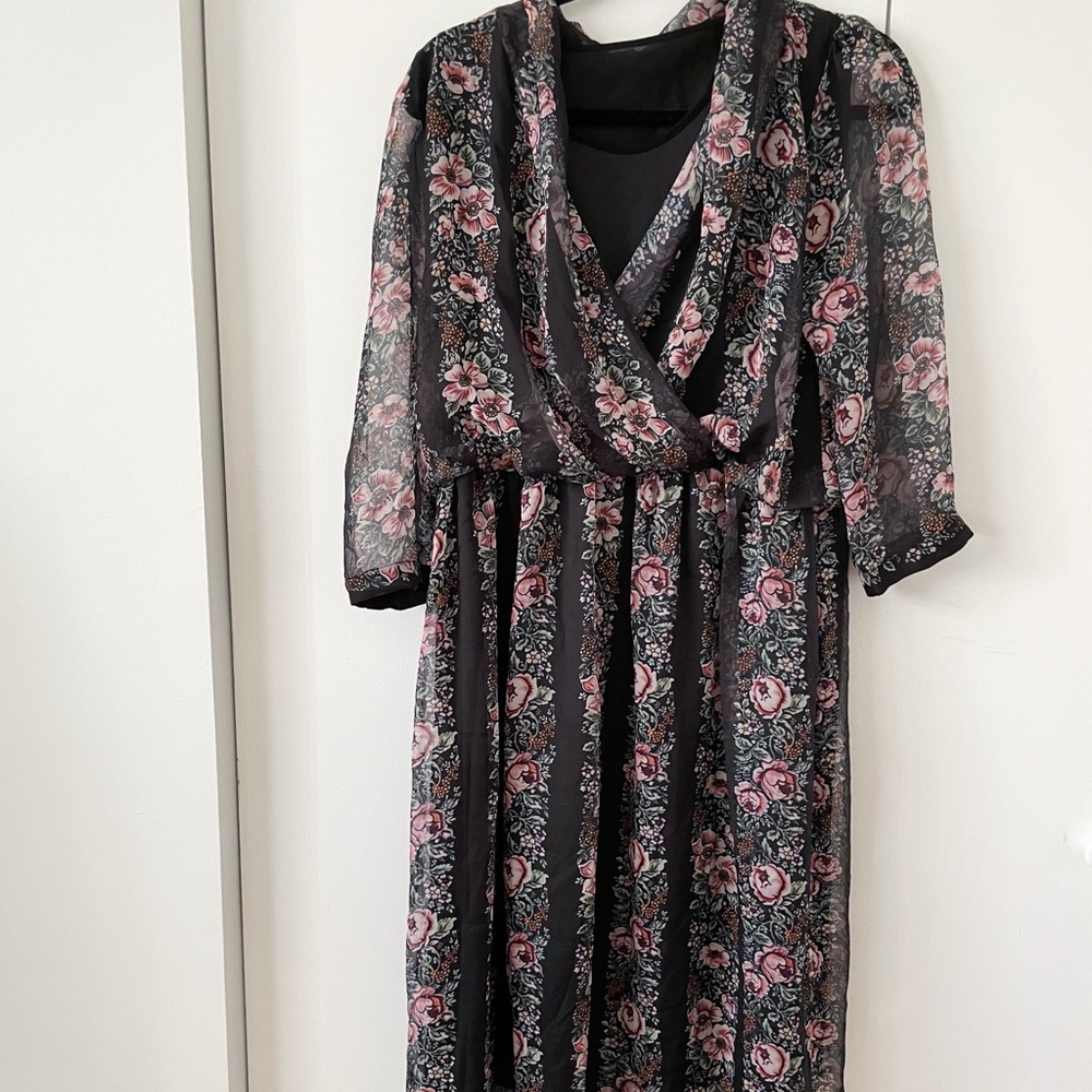 Floral Black and Pink Women's Dress